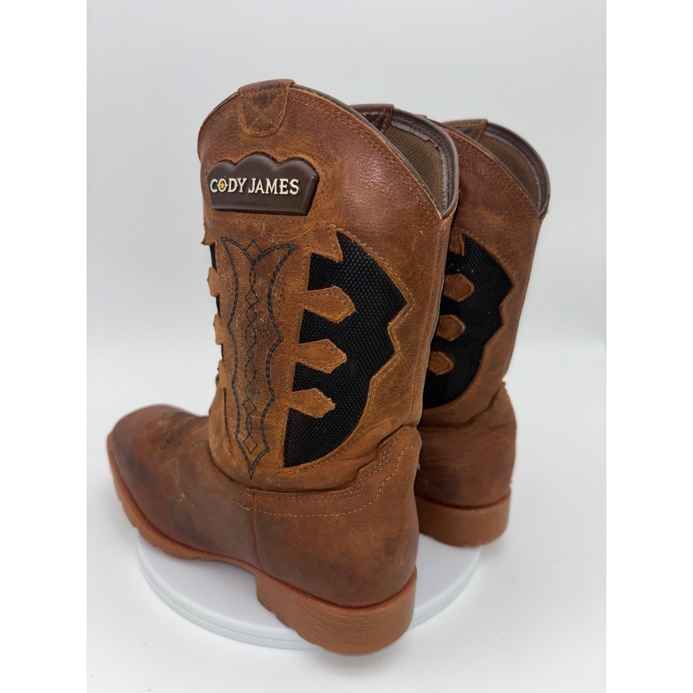 CODY JAMES Cowboy Boot Western Kids Brown Leather Square Toe Boys Little Youth 3 - Picture 6 of 13